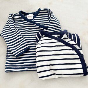 Hanna Andersson Baby Boy Navy Long-Sleeve Onesie (18-24 M) and Shirt (12-18 M)
